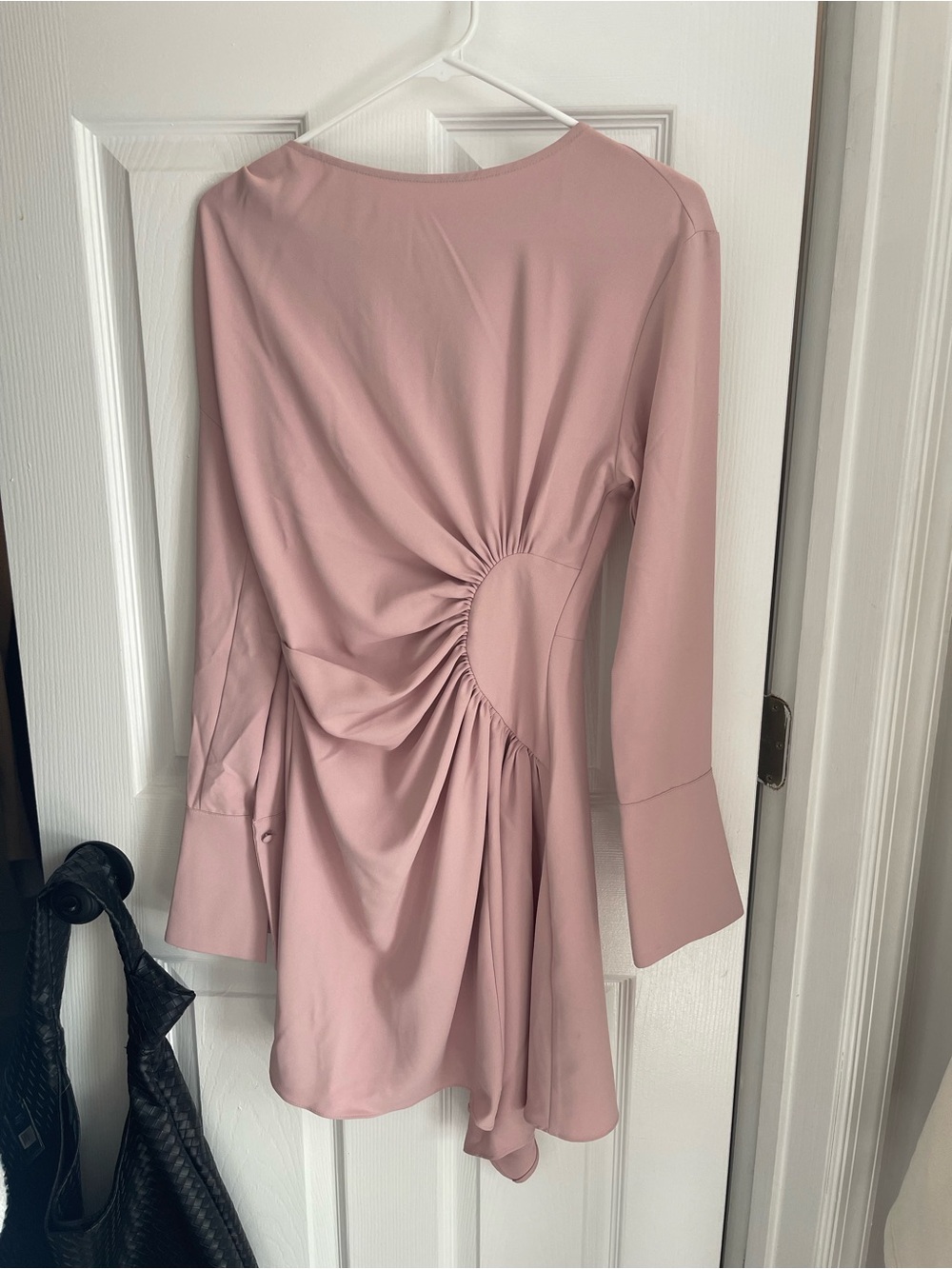 H&M Dusty Pink Long-Sleeve Ruched Side Dress